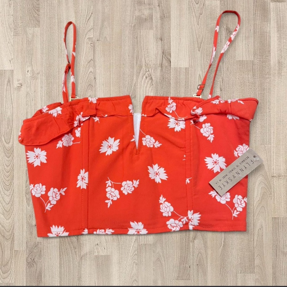 Flynn Skye Red Floral Crop Top